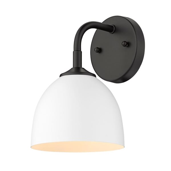 Golden Lighting Zoey Industrial Wall Sconce - 1-Light - 6.38-in - Matte Black/White