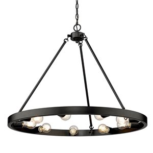 Golden Lighting Castile 9-Light Industrial Chandelier - Matte Black