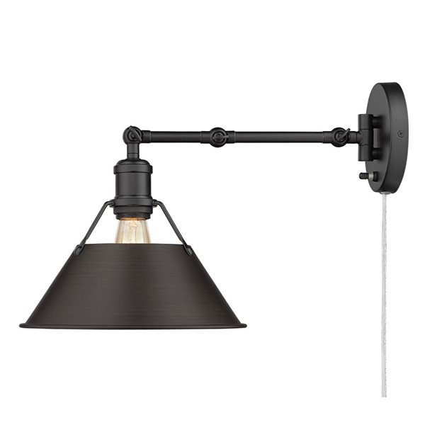 Golden Lighting Orwell Industrial Wall Sconce - 1-Light - 10-in - Matte Black