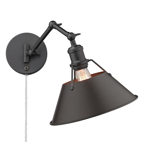 Golden Lighting Orwell Industrial Wall Sconce - 1-Light - 10-in - Matte Black