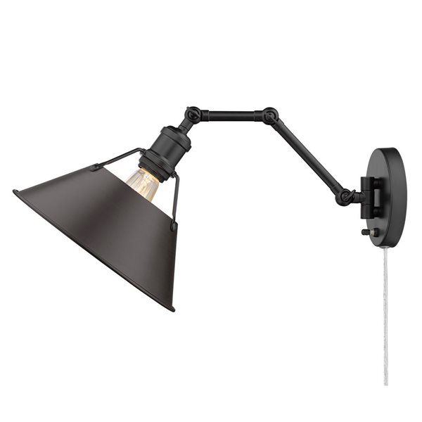 Golden Lighting Orwell Industrial Wall Sconce - 1-Light - 10-in - Matte Black