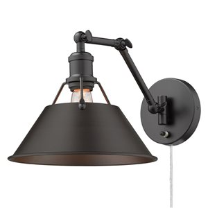 Golden Lighting Orwell Industrial Wall Sconce - 1-Light - 10-in - Matte Black