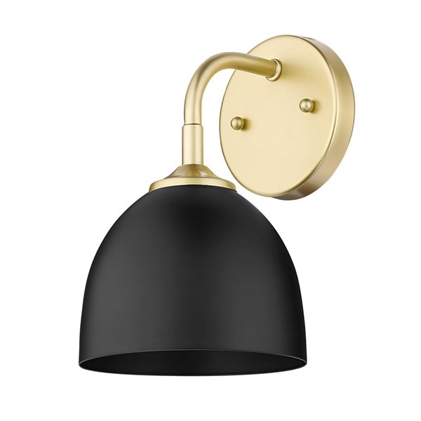 Golden Lighting Zoey Industrial Wall Sconce - 1-Light - 6.38-in - Olympic Gold/Black