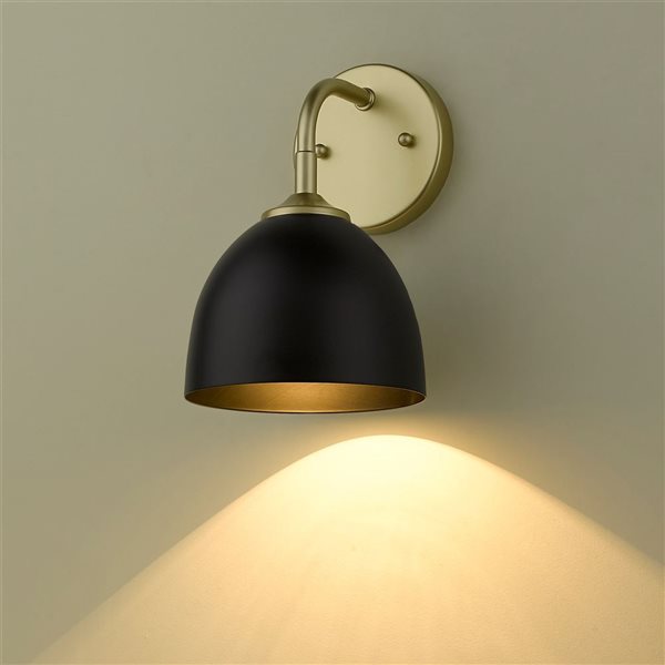 Golden Lighting Zoey Industrial Wall Sconce - 1-Light - 6.38-in - Olympic Gold/Black