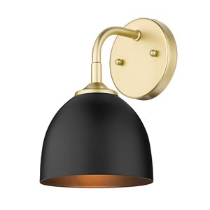 Golden Lighting Zoey Industrial Wall Sconce - 1-Light - 6.38-in - Olympic Gold/Black