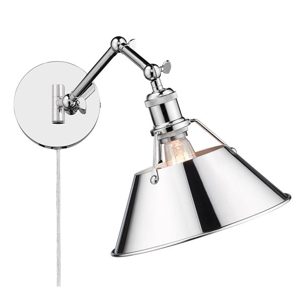 Golden Lighting Orwell Industrial Wall Sconce - 1-Light - 10-in - Chrome