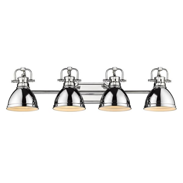 Golden Lighting Duncan Industrial Vanity Light - 4-Light - Chrome