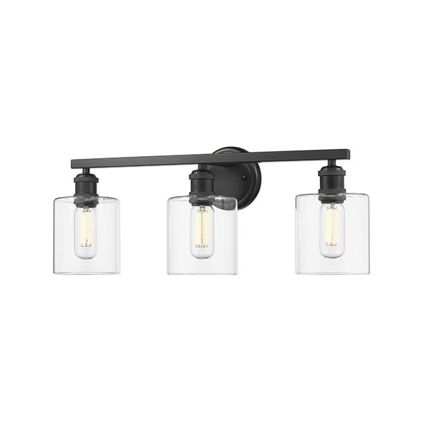 Golden Lighting Fisher Industrial Vanity Light - 3-Light - Matte Black