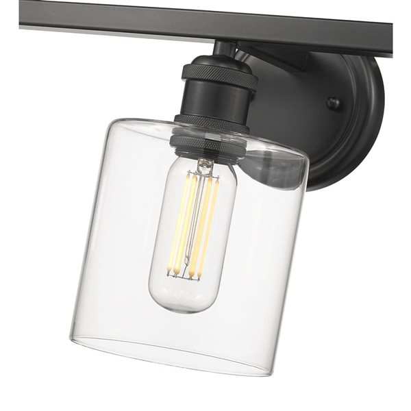 Golden Lighting Fisher Industrial Vanity Light - 3-Light - Matte Black