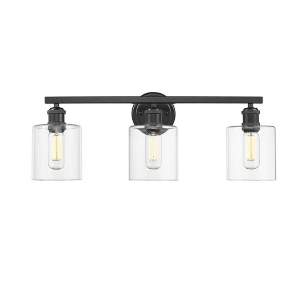 Golden Lighting Fisher Industrial Vanity Light - 3-Light - Matte Black