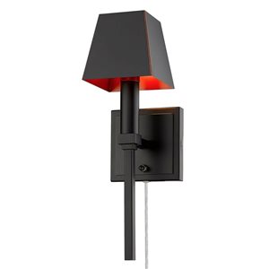 Golden Lighting Messina Traditional Wall Sconce - 1-Light - 4.75-in - Matte Black