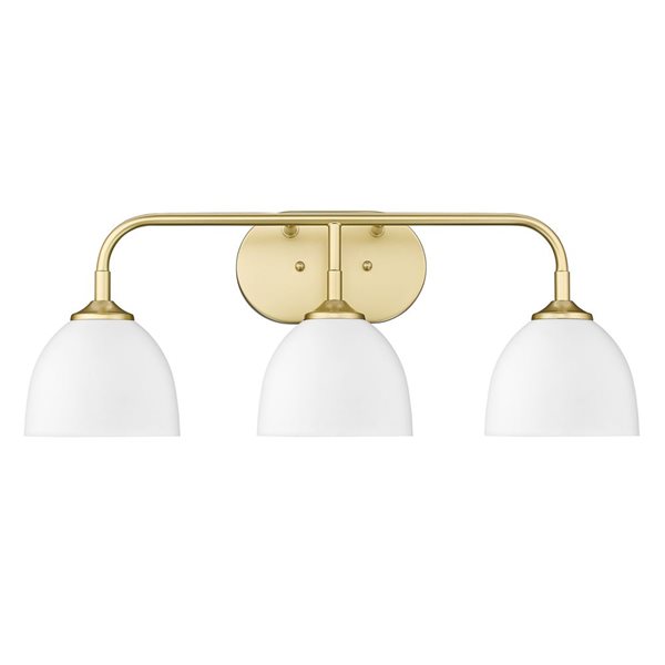 Golden Lighting Zoey Modern/Contemporary Vanity Light - 3-Light - Olympic Gold/White