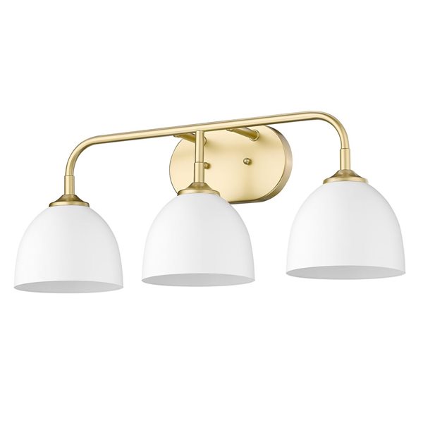 Golden Lighting Zoey Modern/Contemporary Vanity Light - 3-Light - Olympic Gold/White