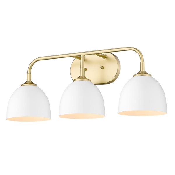 Golden Lighting Zoey Modern/Contemporary Vanity Light - 3-Light - Olympic Gold/White