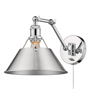 Golden Lighting Orwell Industrial Wall Sconce - 1-Light - 10-in - Chrome/Silver