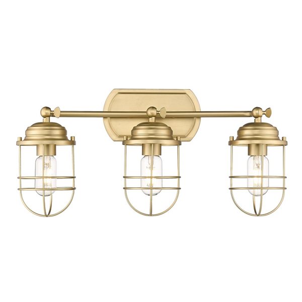 Golden Lighting Seaport Industrial Vanity Light - 3-Light - Brushed Champagne Bronze