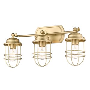 Golden Lighting Seaport Industrial Vanity Light - 3-Light - Brushed Champagne Bronze