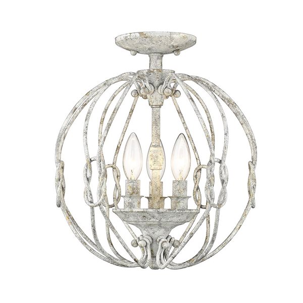 Golden Lighting Antoinette 3-Light  Semi Flush Mount - 12.63-in - Oyster