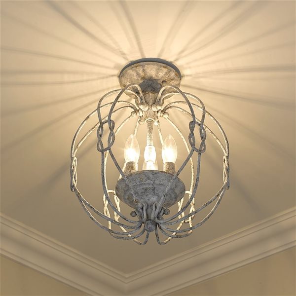 Golden Lighting Antoinette 3-Light  Semi Flush Mount - 12.63-in - Oyster