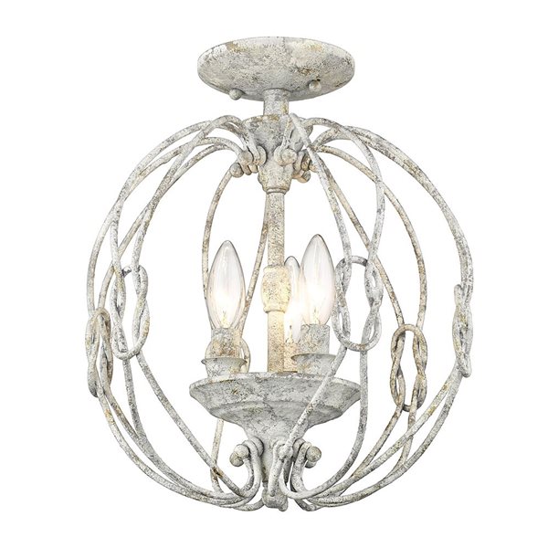 Golden Lighting Antoinette 3-Light  Semi Flush Mount - 12.63-in - Oyster