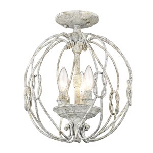 Golden Lighting Antoinette 3-Light  Semi Flush Mount - 12.63-in - Oyster