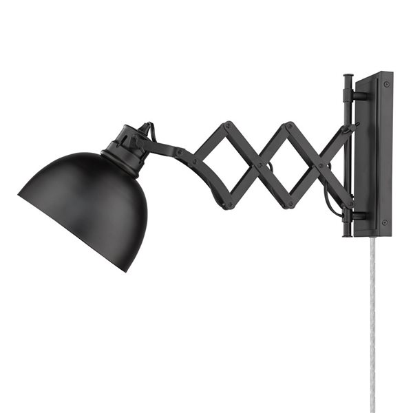 Golden Lighting Hawthorn Industrial Wall Sconce - 1-Light - 7.88-in - Matte Black