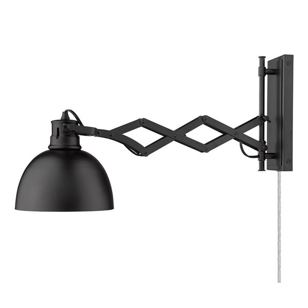 Golden Lighting Hawthorn Industrial Wall Sconce - 1-Light - 7.88-in - Matte Black