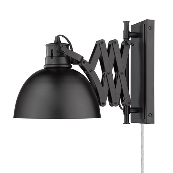 Golden Lighting Hawthorn Industrial Wall Sconce - 1-Light - 7.88-in - Matte Black