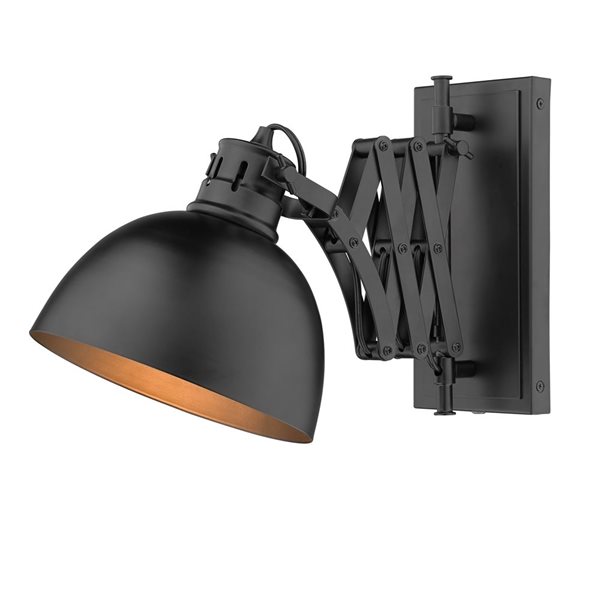 Golden Lighting Hawthorn Industrial Wall Sconce - 1-Light - 7.88-in - Matte Black