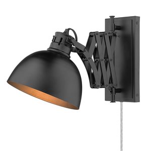 Golden Lighting Hawthorn Industrial Wall Sconce - 1-Light - 7.88-in - Matte Black