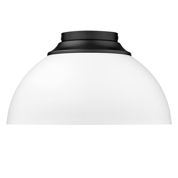 Golden Lighting Zoey Modern/Contemporary Flush Mount Light - 3-Light - 13.75-in - Matte Black/White