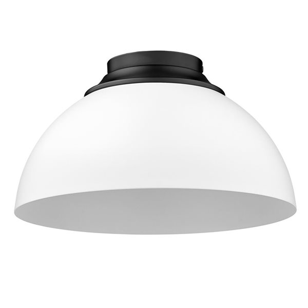 Golden Lighting Zoey Modern/Contemporary Flush Mount Light - 3-Light - 13.75-in - Matte Black/White