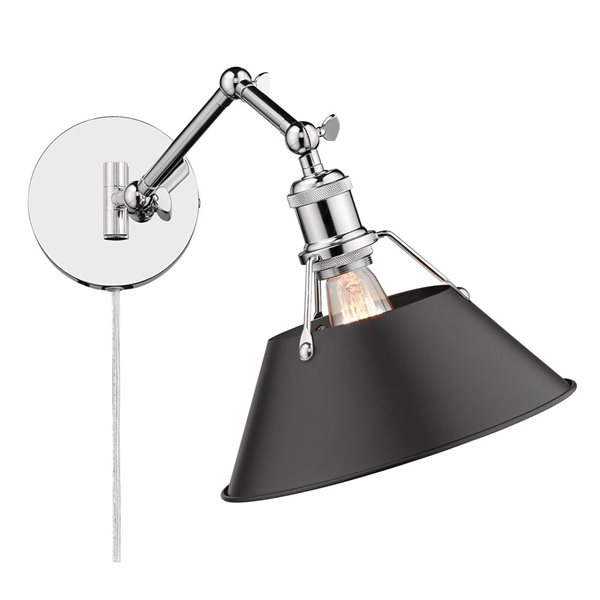 Golden Lighting Orwell Industrial Wall Sconce - 1-Light - 10-in - Chrome/Black