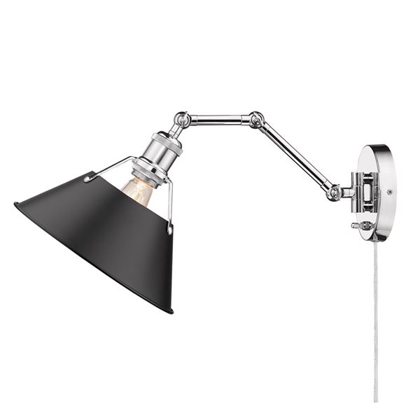 Golden Lighting Orwell Industrial Wall Sconce - 1-Light - 10-in - Chrome/Black