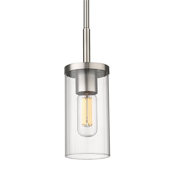 Golden Lighting Winslett Mini Pendant - Transitional - Pewter/Ribbed Clear Glass