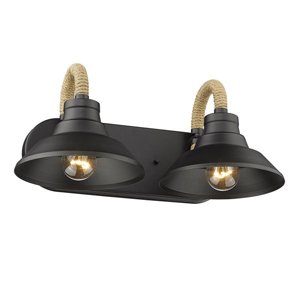 Golden Lighting Journey Industrial Vanity Light - 2-Light - Natural Black