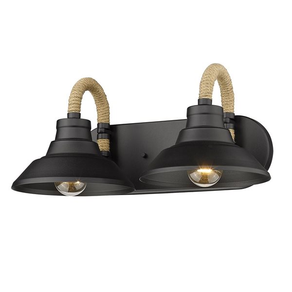 Golden Lighting Journey Industrial Vanity Light - 2-Light - Natural Black