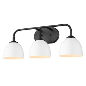 Golden Lighting Zoey Modern/Contemporary Vanity Light - 3-Light - Matte Black/White