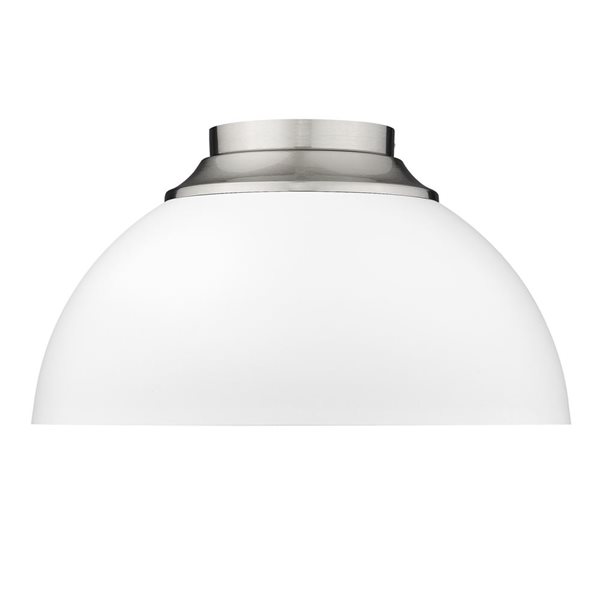 Golden Lighting Zoey Modern/Contemporary Flush Mount Light - 3-Light - 13.75-in - Pewter/White