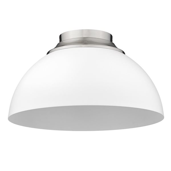 Golden Lighting Zoey Modern/Contemporary Flush Mount Light - 3-Light - 13.75-in - Pewter/White