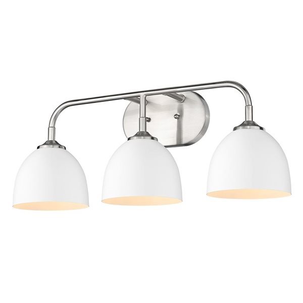 Golden Lighting Zoey Modern/Contemporary Vanity Light - 3-Light - Pewter/White