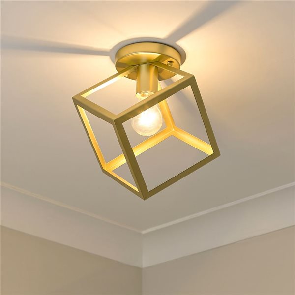 Golden Lighting Cassio Modern/Contemporary Flush Mount Light - 1-Light - 11.25-in - Olympic Gold