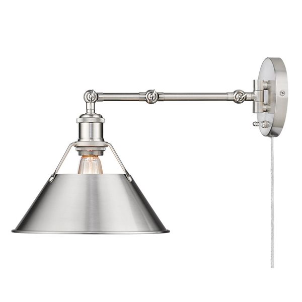 Golden Lighting Orwell Industrial Wall Sconce - 1-Light - 10-in - Pewter/Silver