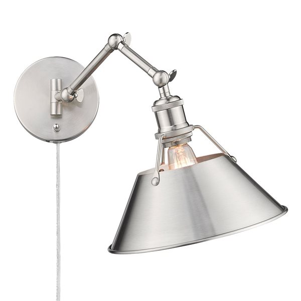 Golden Lighting Orwell Industrial Wall Sconce - 1-Light - 10-in - Pewter/Silver