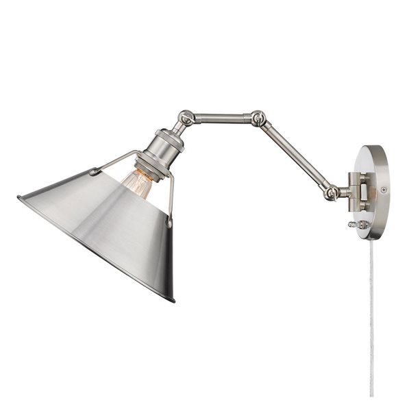 Golden Lighting Orwell Industrial Wall Sconce - 1-Light - 10-in - Pewter/Silver