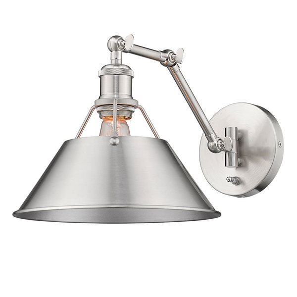 Golden Lighting Orwell Industrial Wall Sconce - 1-Light - 10-in - Pewter/Silver