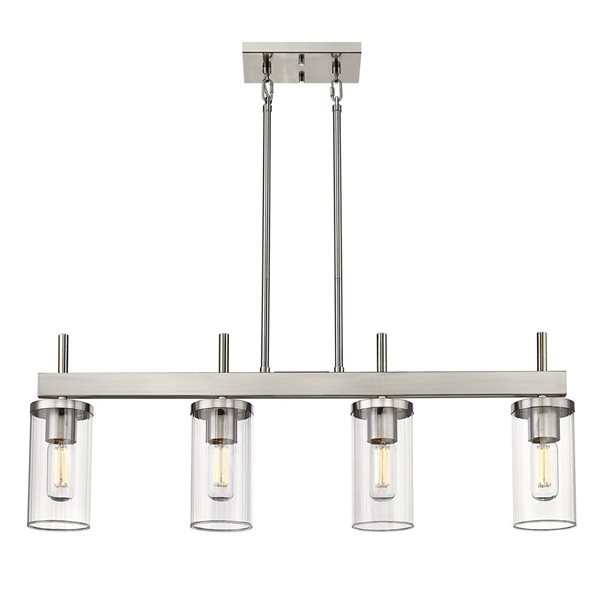 Golden Lighting Winslett 4-Light Kitchen Island Light - 34.63-in - Pewter/Clear Glass