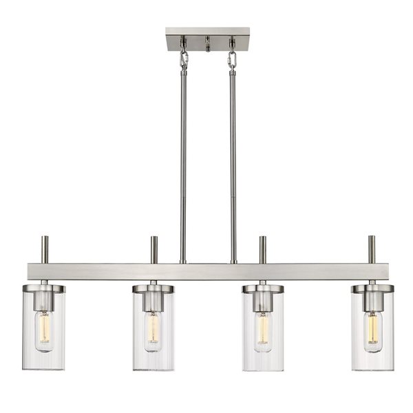 Golden Lighting Winslett 4-Light Kitchen Island Light - 34.63-in - Pewter/Clear Glass