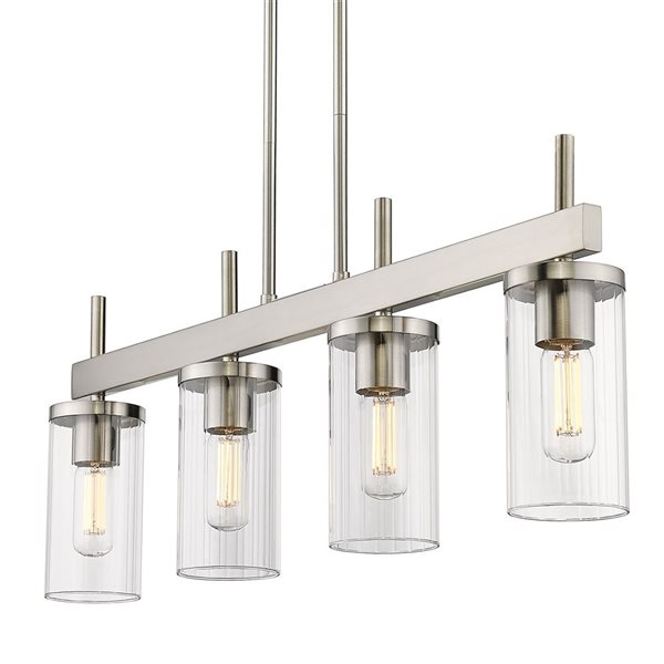 Golden Lighting Winslett 4-Light Kitchen Island Light - 34.63-in - Pewter/Clear Glass