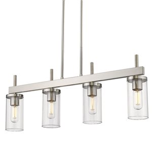 Golden Lighting Winslett 4-Light Kitchen Island Light - 34.63-in - Pewter/Clear Glass